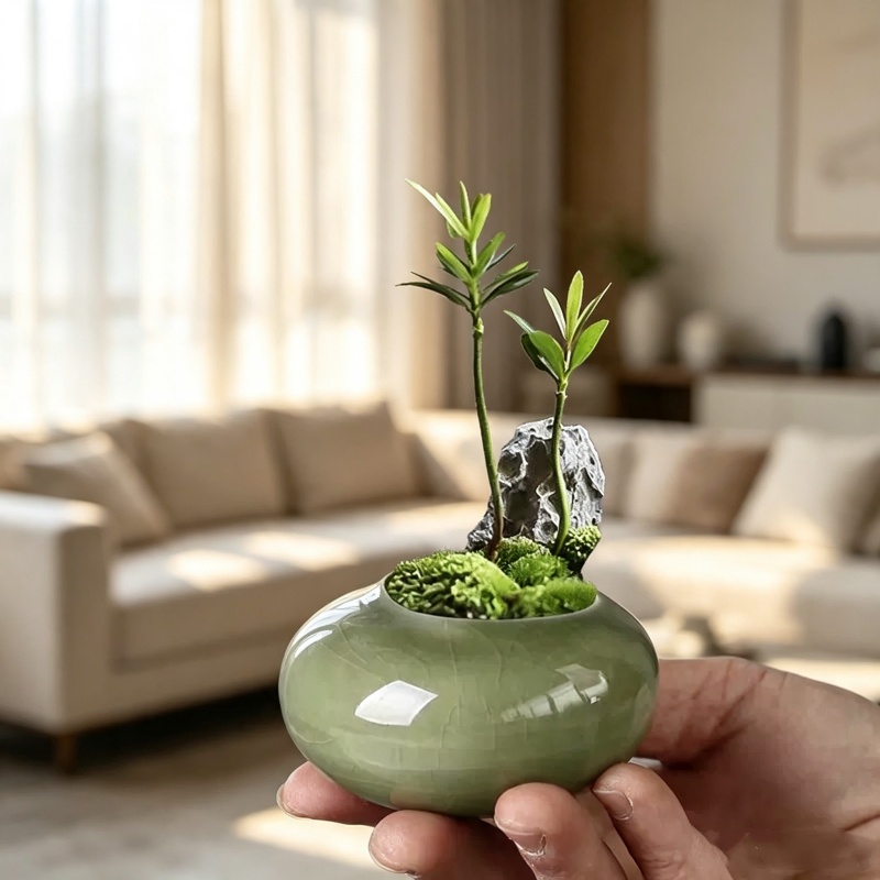 Mini pot de fleurs glacé effet - Echeveria Succulent avis et prix